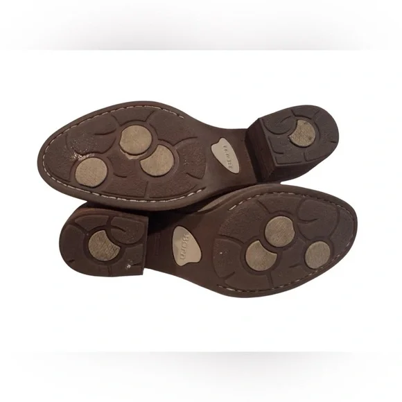 Born Margrit Women’s Sz 8 Taupe Suede Booties Open Slingback Buckle Heels Shoes - Picture 8 of 9